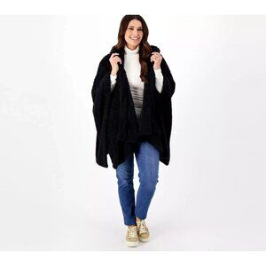 BumbleBella by Jill Martin Women Wrap ~ Hooded One Size Plus Black A605344